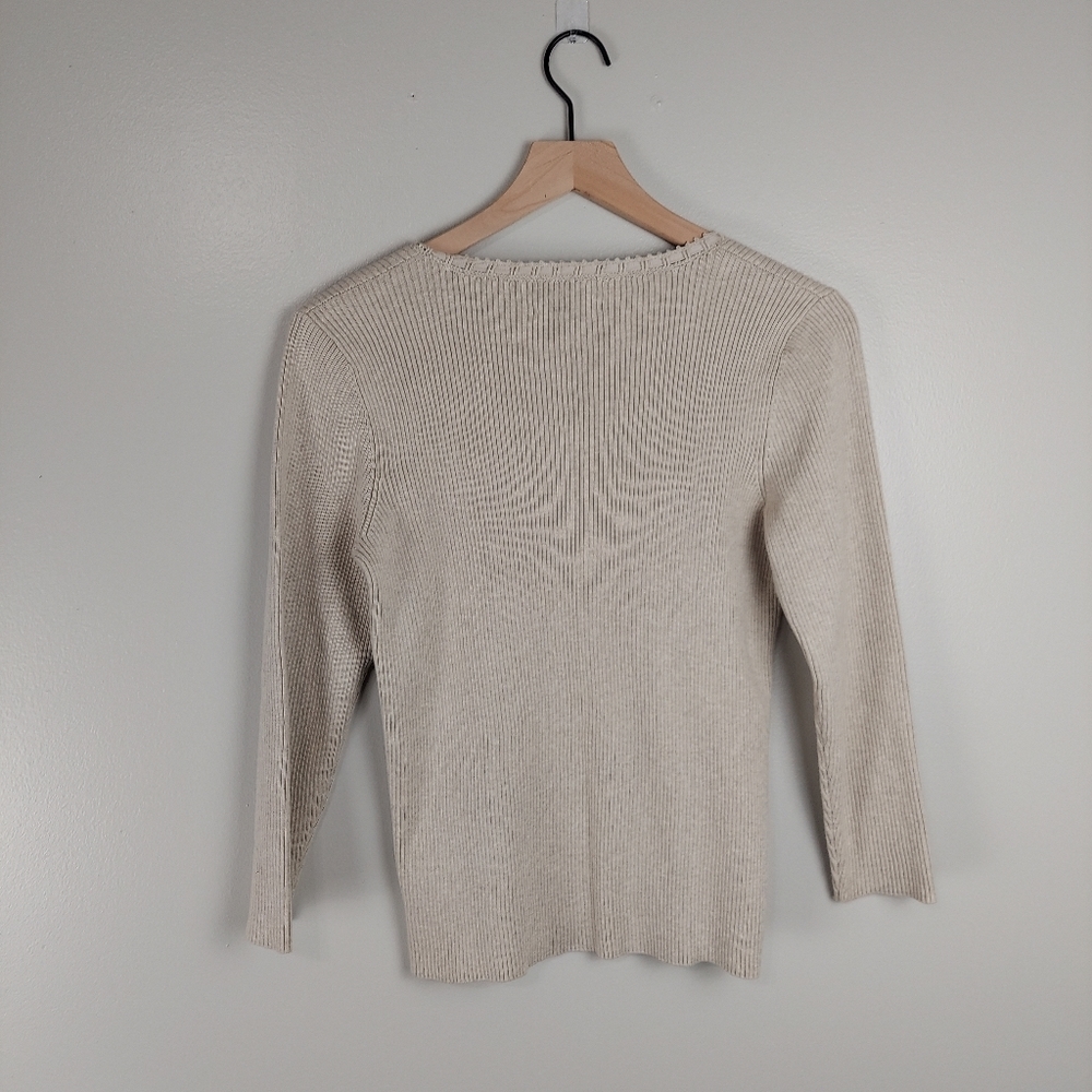 Ralph Lauren Ribbed Neutral Top - Picture 5 of 9